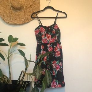 SOLD Black Rose Pattern Minidress